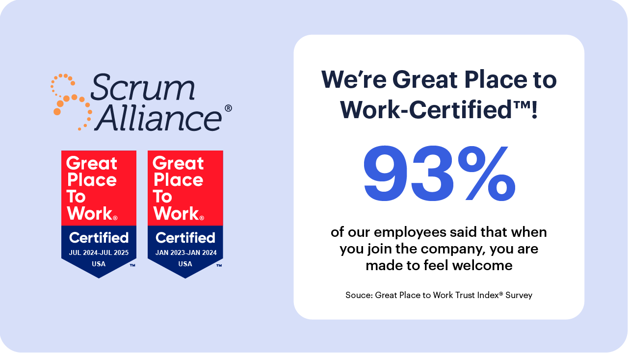 A graphic showing how many employees like working at Scrum Alliance